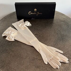 Cornelia James Calista Ivory Satin Opera Bridal Gloves